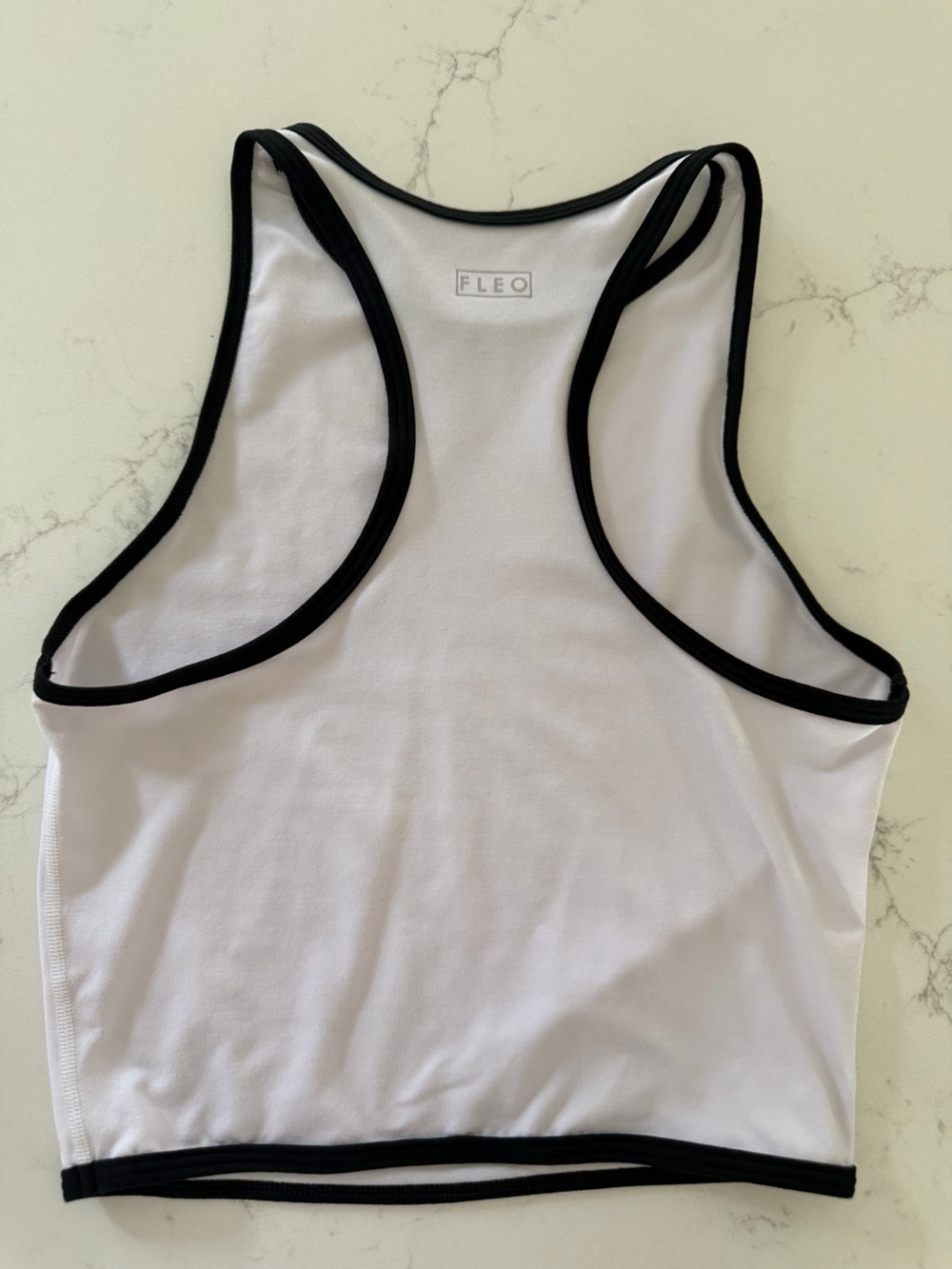 FLEO White Crop Tank Top with Black Trim